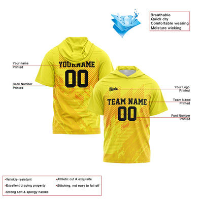 Custom Yellow Sleeve Hoodies for Men Women Shirts with Hoods Printed Name Logo enthsush