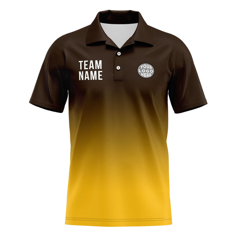 Custom Brown Yellow Football Polo Shirts Add Your Unique Logo/Name/Number