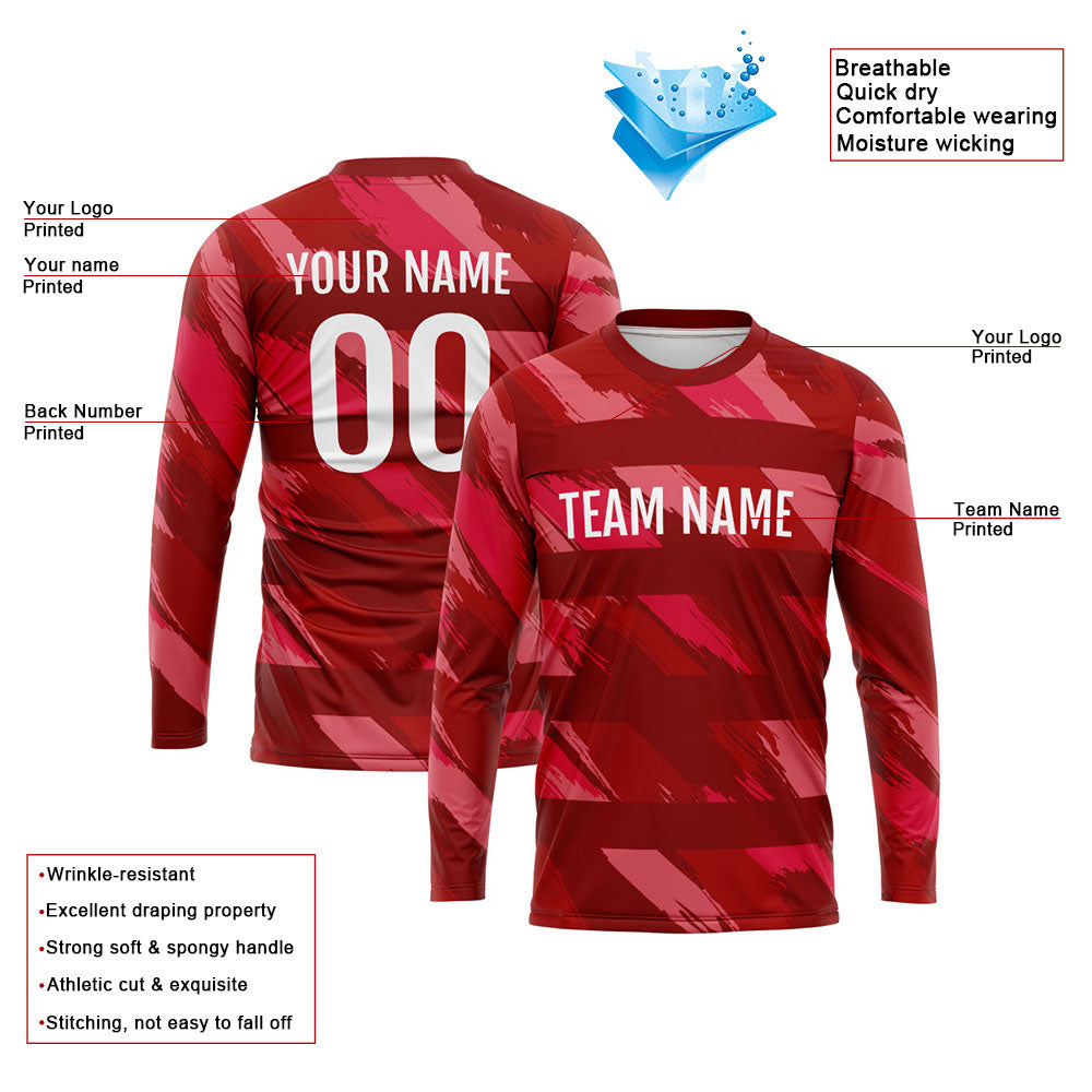 Custom Basketball Soccer Football Shooting Long T-Shirt for Adults and Kids Horizontal bar-Red enthsush