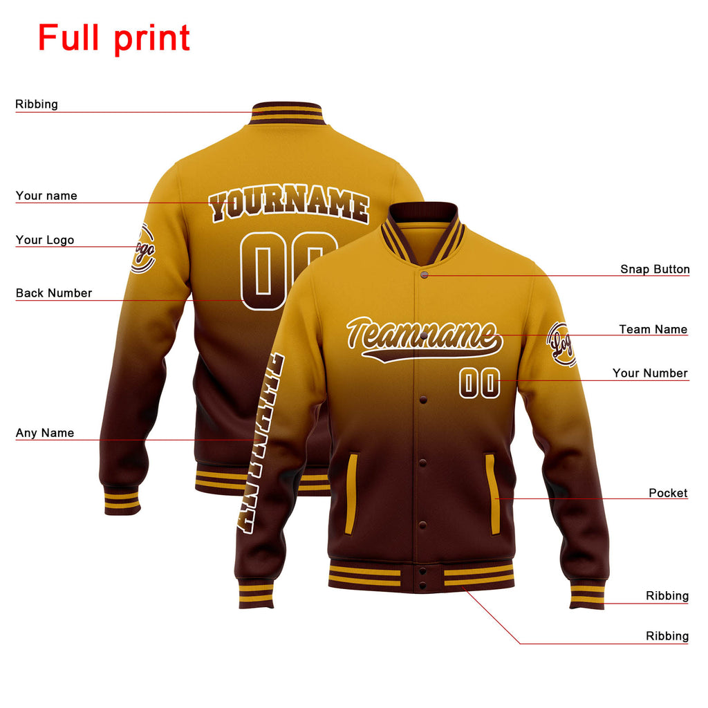 Custom Varsity Jacket Letterman jacket for Men, Women and Youth Gold Burgundy enthsush