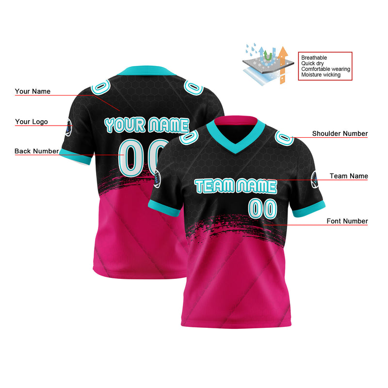 Custom Rose Red Blue Reversible Football Jersey Personalized Gradient Football Shirts for Men Printed Team Name Number Logo