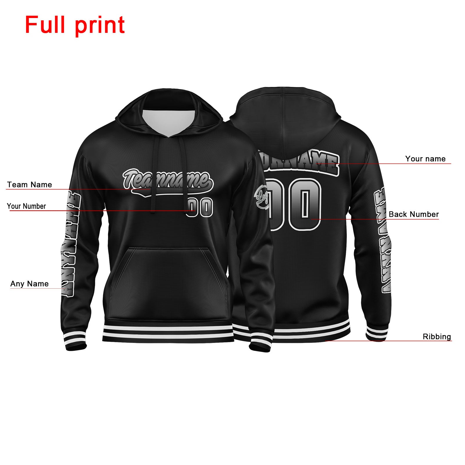 Custom White Black  Sweatshirt Hoodie For Men Women Girl Boy Print Your Logo Name Number enthsush
