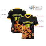 Custom Black Orange Reversible Football Jersey Personalized Gradient Football Shirts for Men Printed Team Name Number Logo