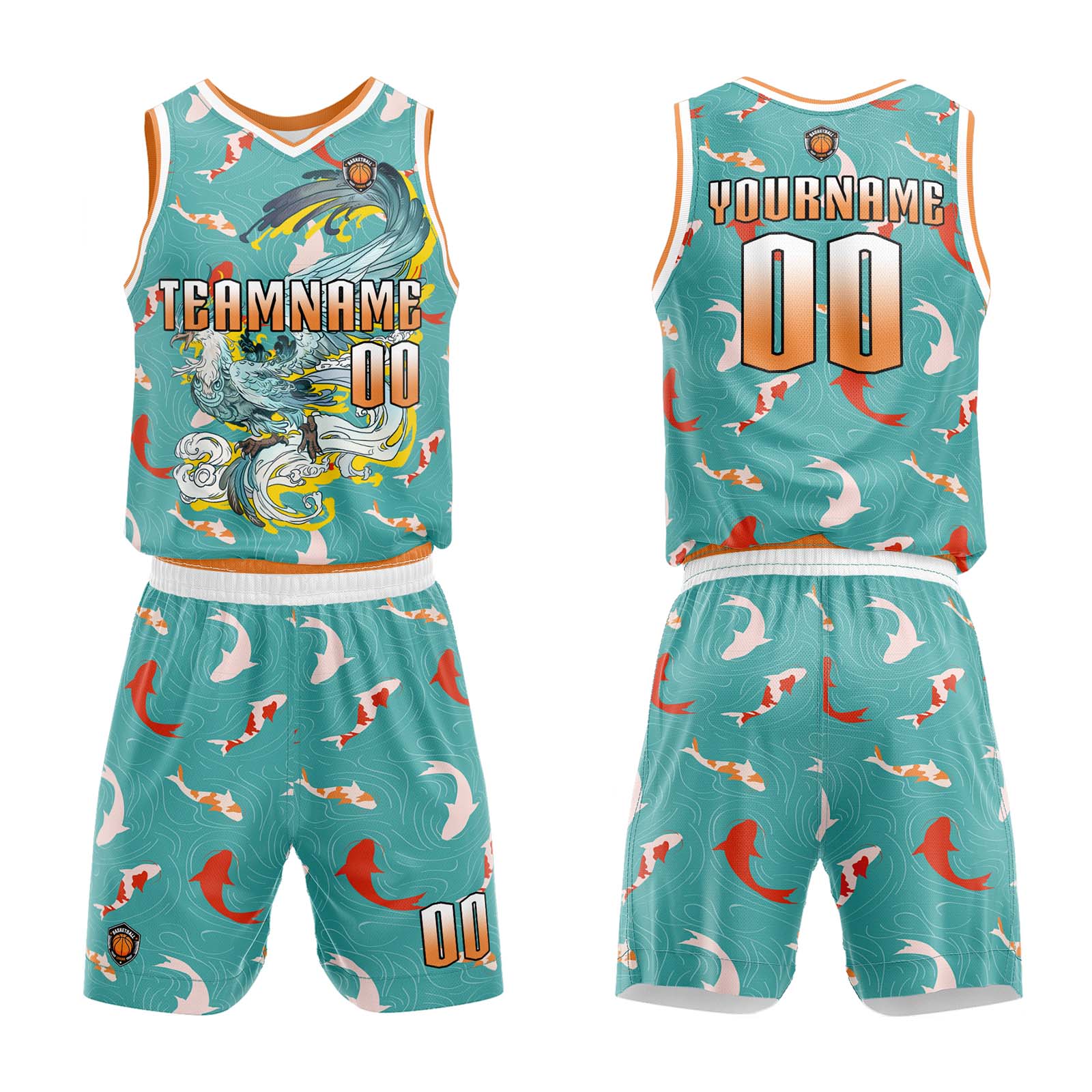 Custom Teal Orange Basketball Jersey Uniform Suit Printed Your Logo Name Number enthsush