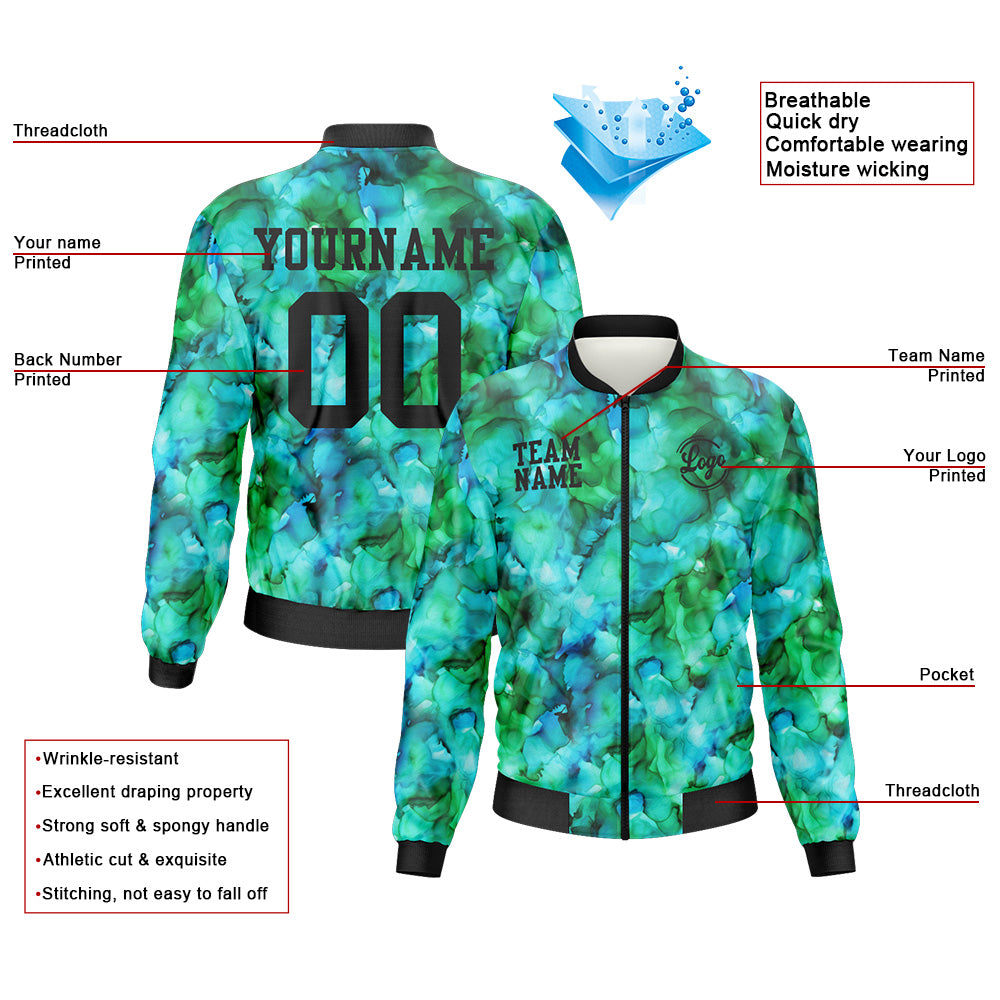 Custom Long Sleeve Windbreaker Jackets Uniform Printed Your Logo Name Number Green enthsush
