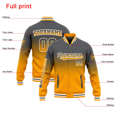 Custom Varsity Jacket Letterman jacket for Men, Women and Youth Grey Yellow Gradient enthsush