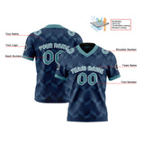 Custom Blue Green Reversible Football Jersey Personalized Gradient Football Shirts for Men Printed Team Name Number Logo