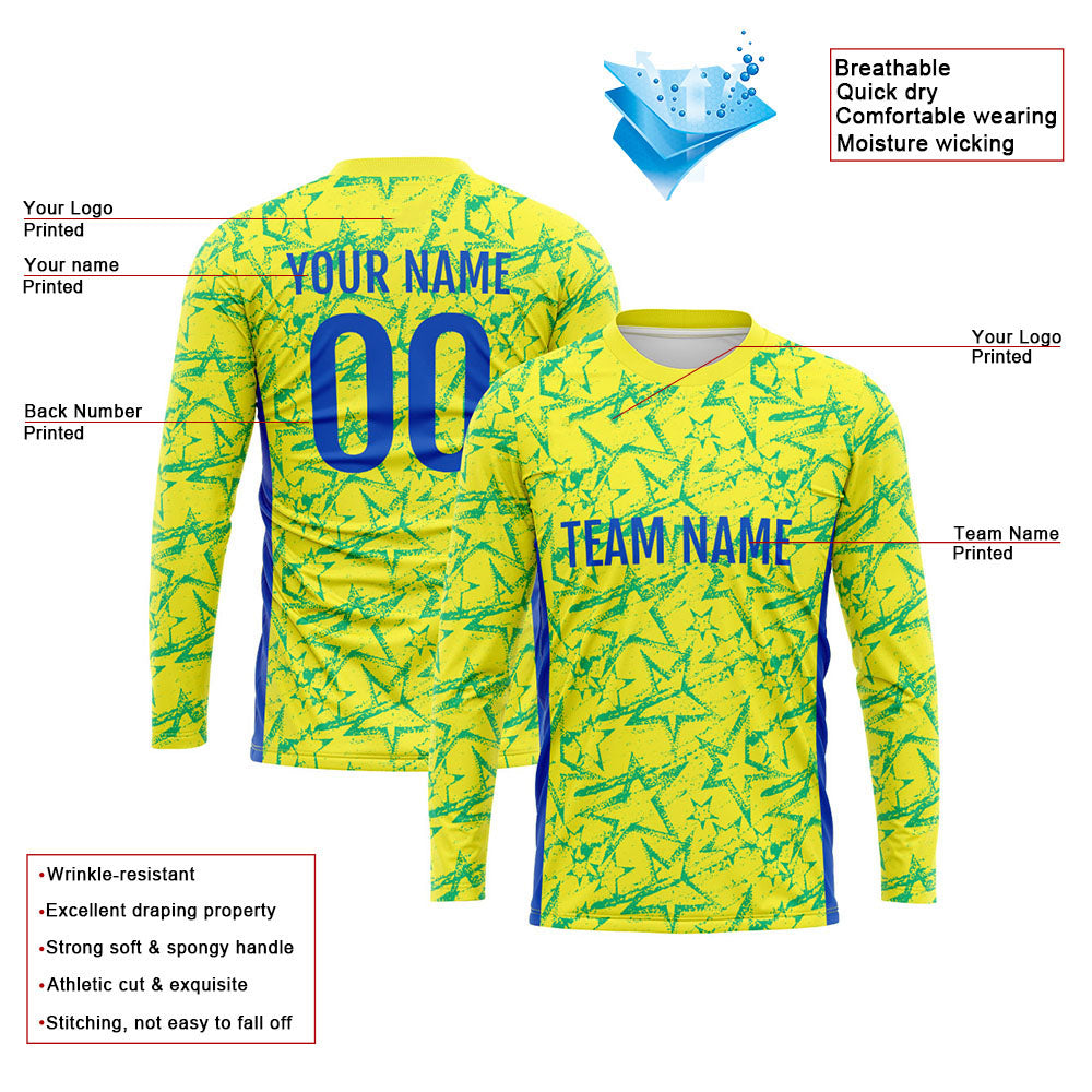 Custom Basketball Soccer Football Shooting Long T-Shirt for Adults and Kids Star-Yellow enthsush