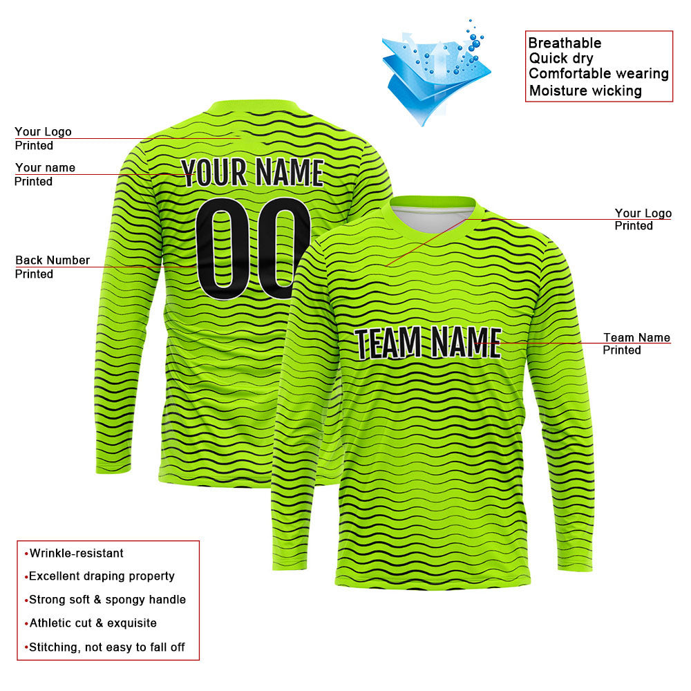 Custom Basketball Soccer Football Shooting Long T-Shirt for Adults and Kids Wave-Neon Green enthsush