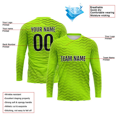 Custom Basketball Soccer Football Shooting Long T-Shirt for Adults and Kids Wave-Neon Green enthsush