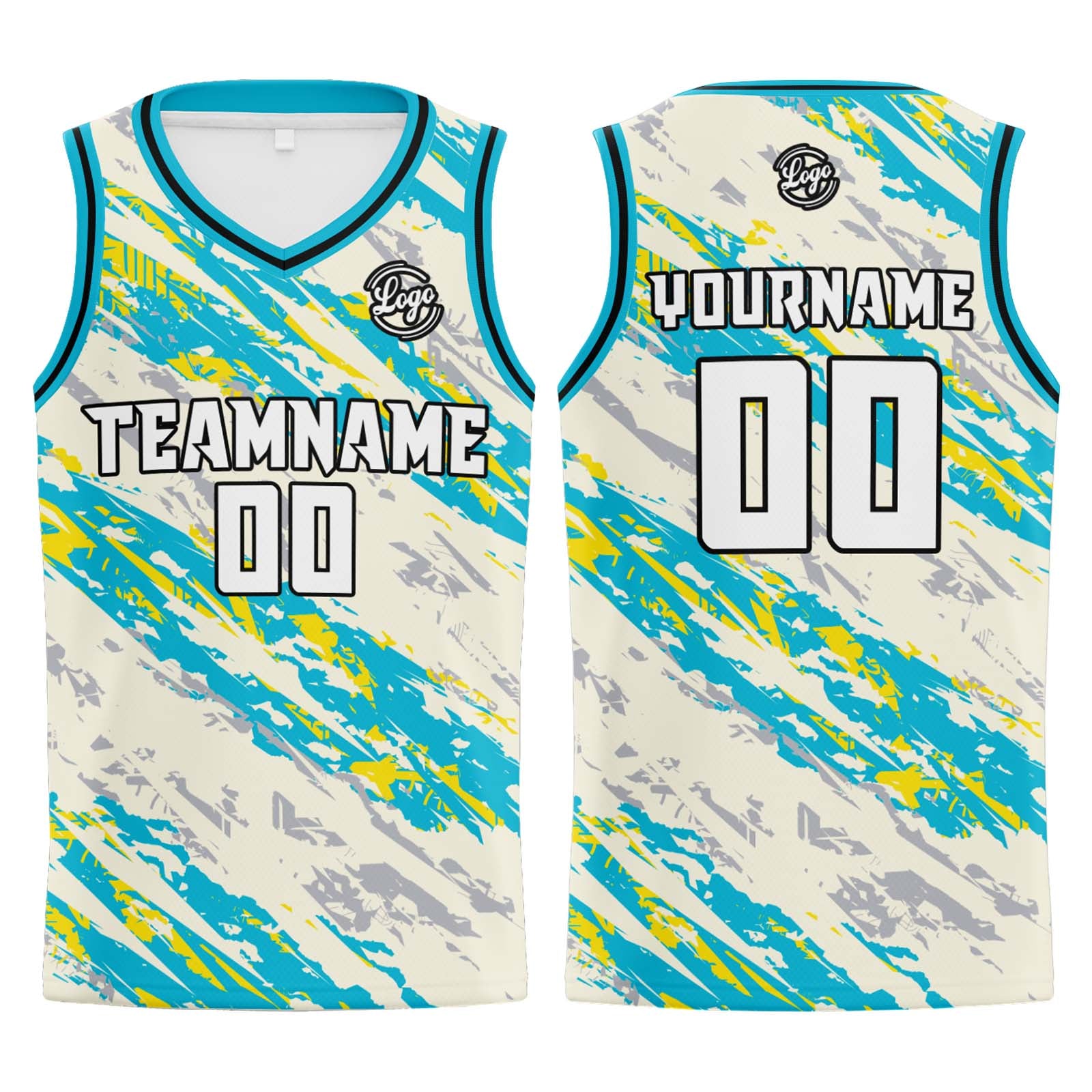 Custom Cream Light Blue Basketball Jersey Uniform Suit Printed Your Logo Name Number enthsush
