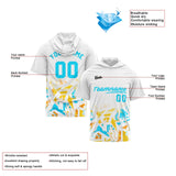 Custom White Light Blue Short Sleeve Hoodies for Men Women Shirts with Hoods Printed Name Logo