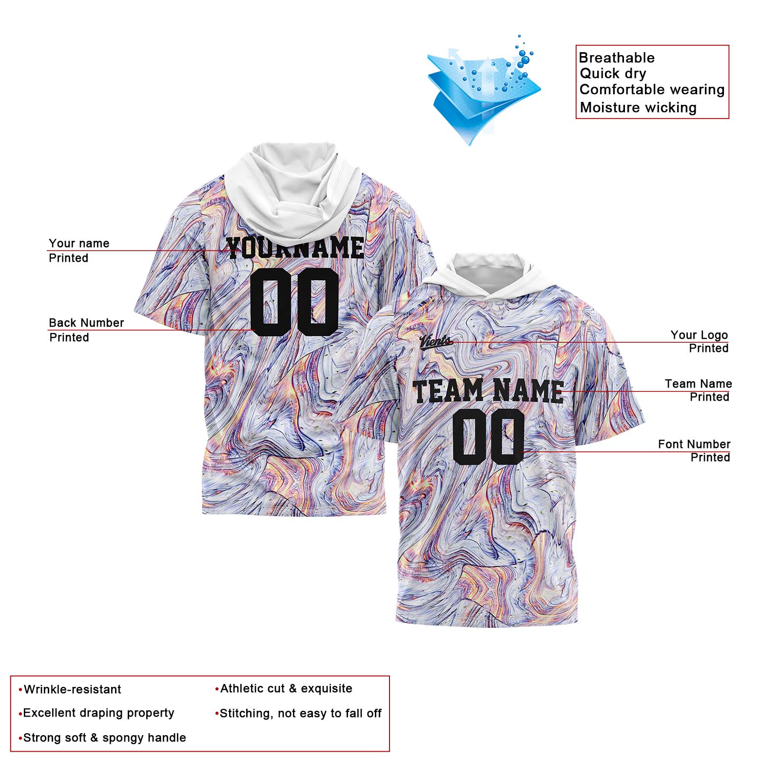 Custom White Sleeve Hoodies for Men Women Shirts with Hoods Printed Name Logo enthsush