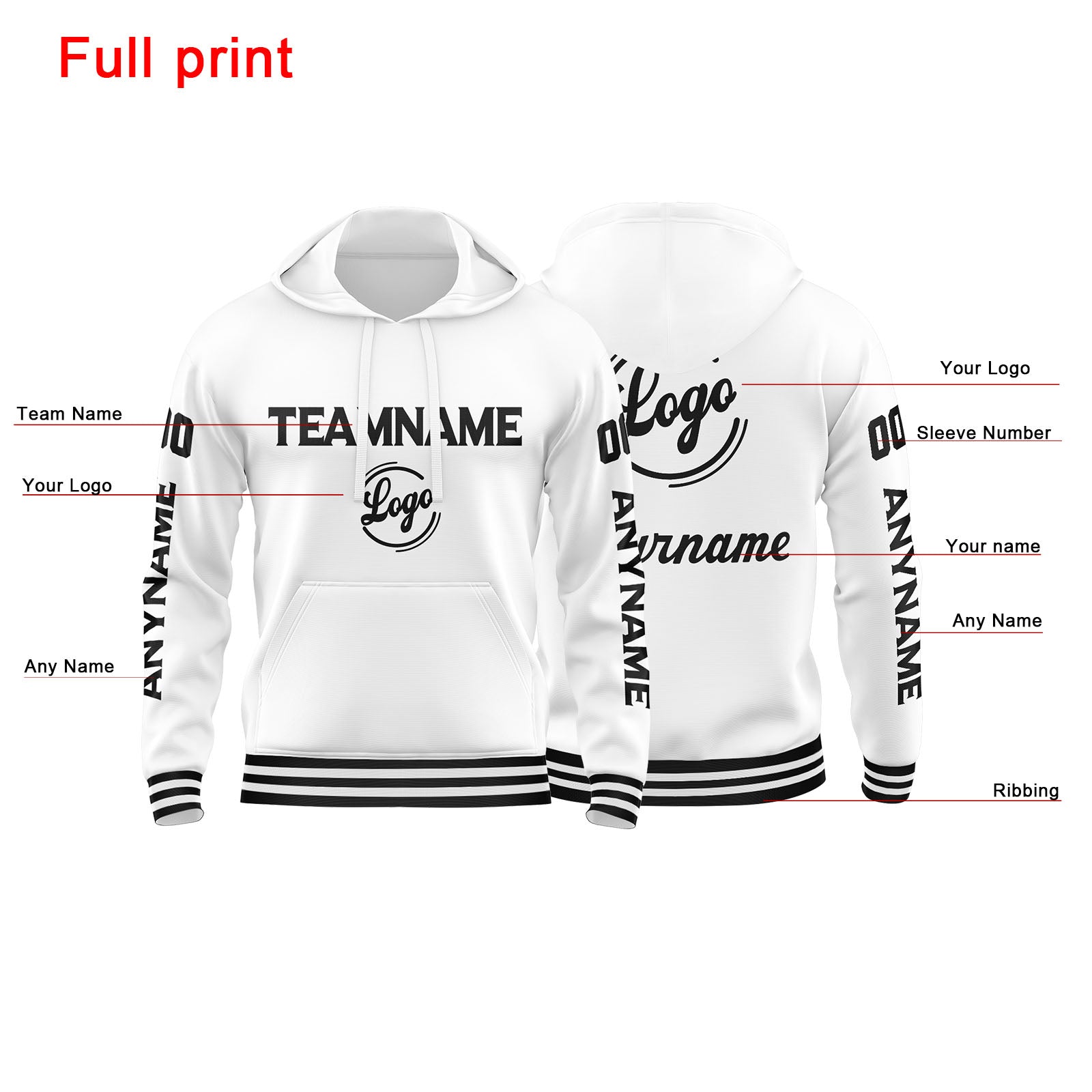 Custom White Sweatshirt Hoodie For Men Women Girl Boy Print Your Logo Name Number enthsush