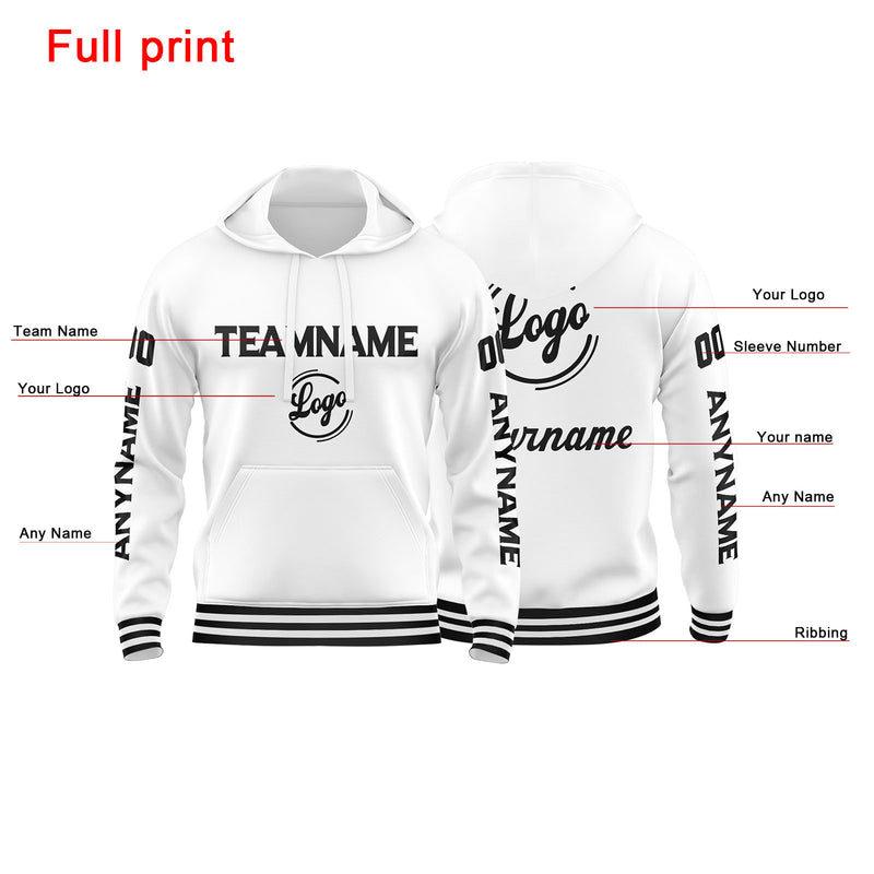 Custom White Sweatshirt Hoodie For Men Women Girl Boy Print Your Logo Name Number