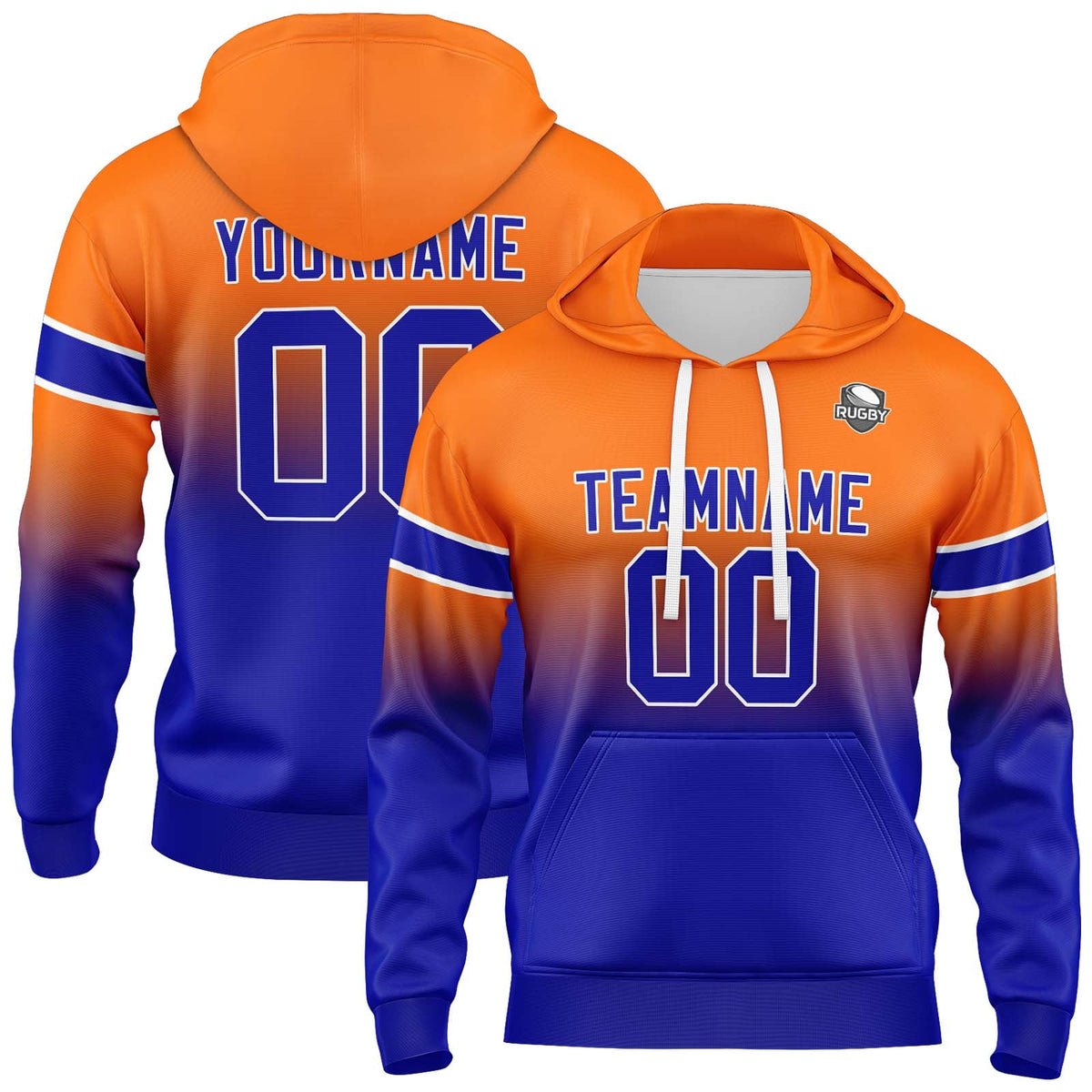 Custom Gradient Sweatshirt Hoodie For Man Woman Girl Boy Print Your Logo Name Number Orange&Royal enthsush