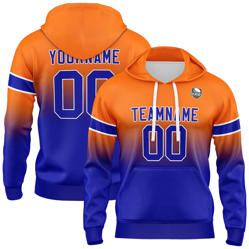 Custom Gradient Sweatshirt Hoodie For Man Woman Girl Boy Print Your Logo Name Number Orange&Royal