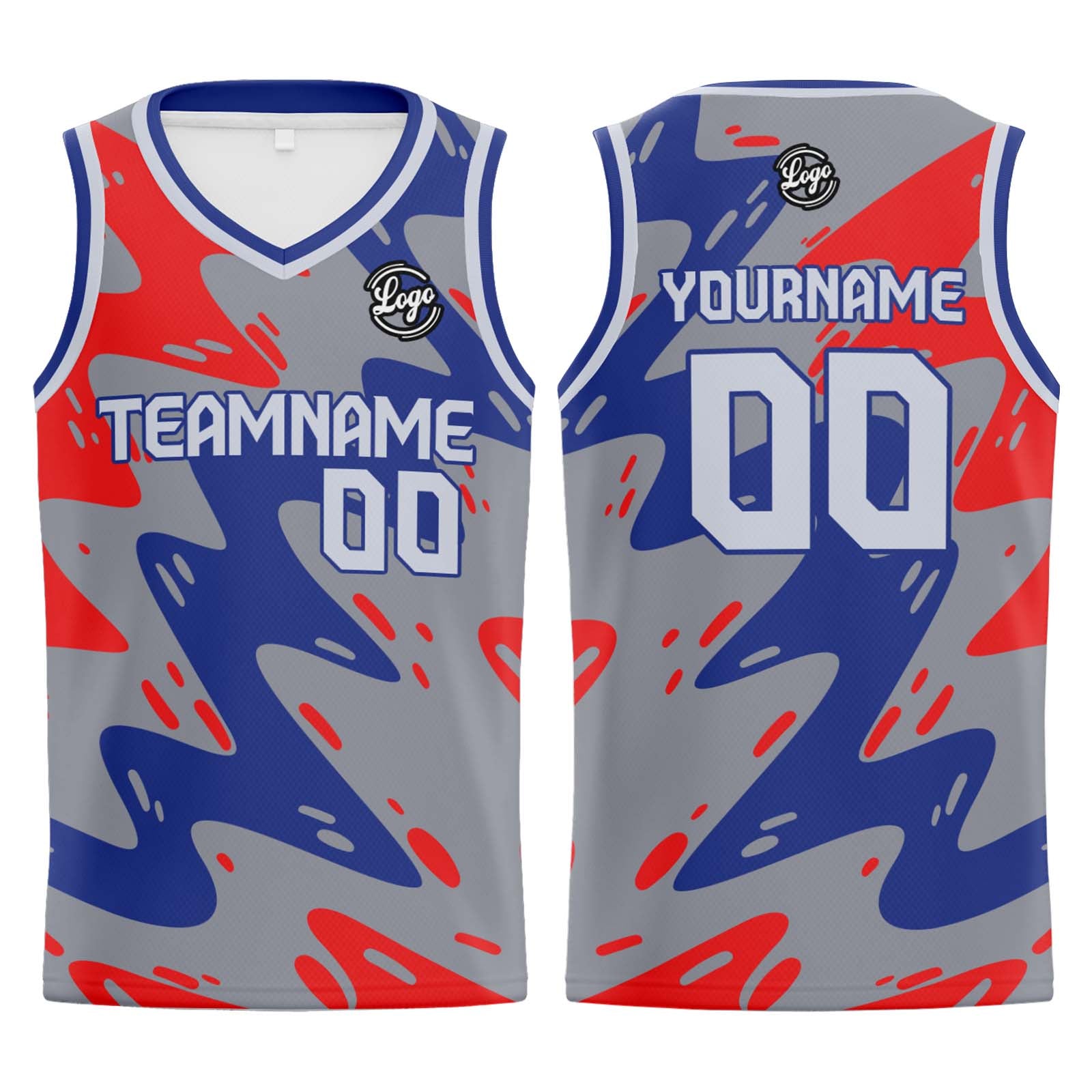 Custom Grey Blue Red Basketball Jersey Uniform Suit Printed Your Logo Name Number enthsush