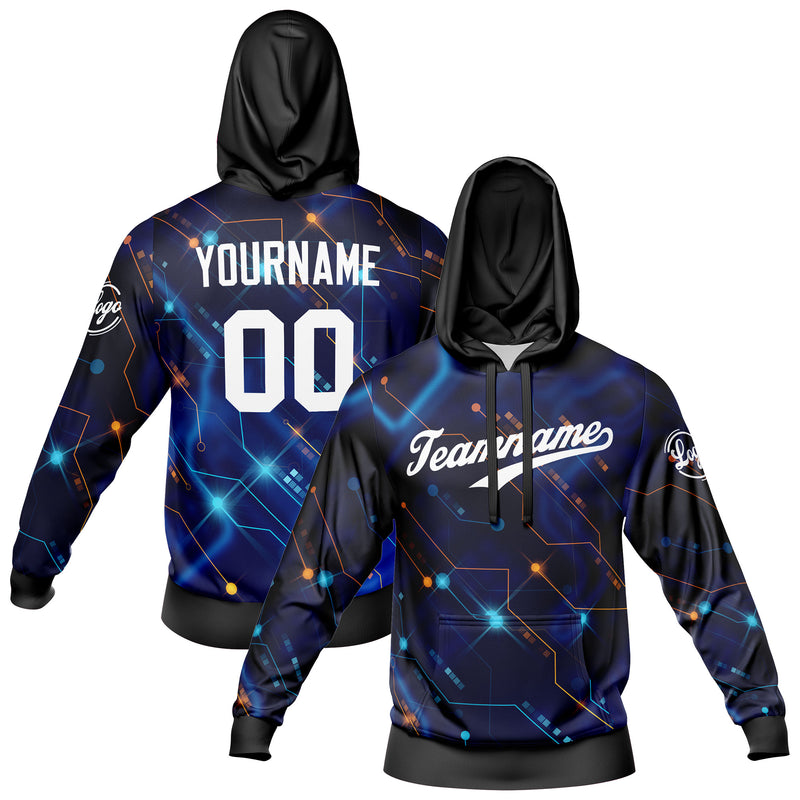 Custom Black Blue Sweatshirt Hoodie For Men Women Girl Boy Print Your Logo Name Number