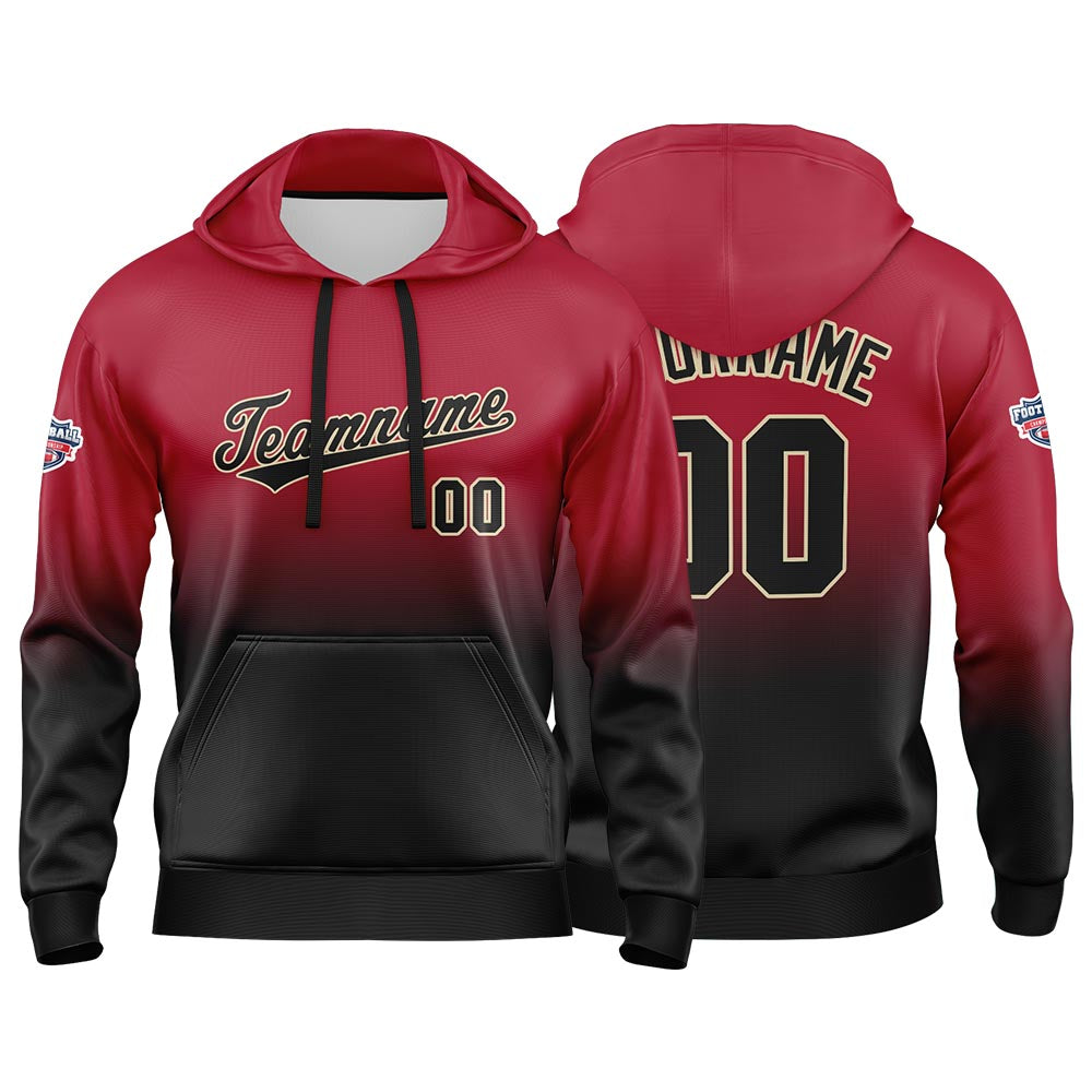 Custom Gradient Hoodie For Man Woman Girl Boy Print Your Logo Name Number Red Black enthsush