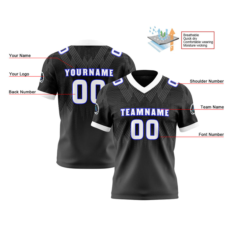 Custom Gray Blue Reversible Football Jersey Personalized Gradient Football Shirts for Men Printed Team Name Number Logo