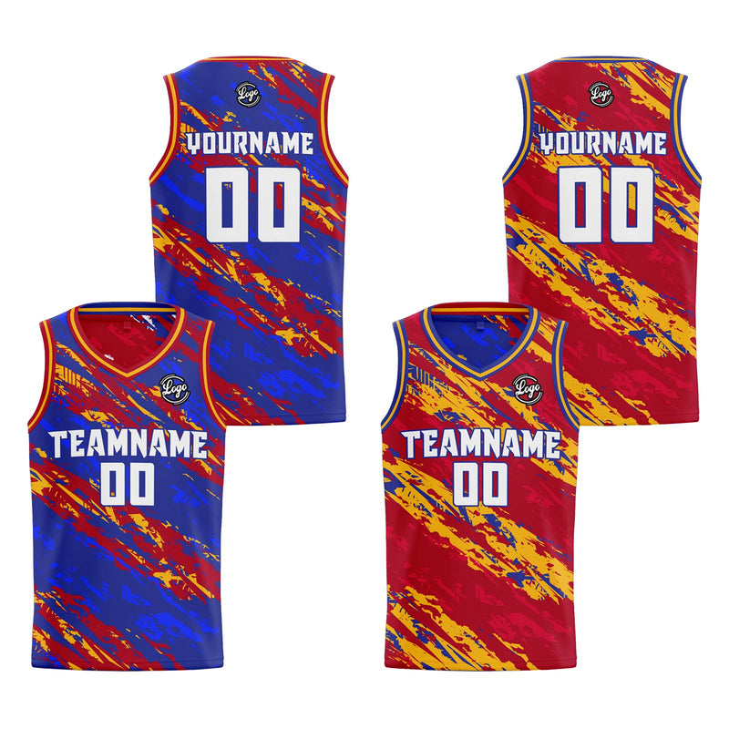 Custom Royal Red Reversible Basketball Suit for Adults and Kids Personalized Jersey