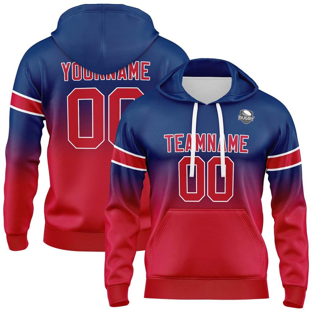 Custom Gradient Sweatshirt Hoodie For Man Woman Girl Boy Print Your Logo Name Number Navy&Red enthsush