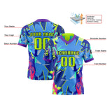 Custom Green Blue Reversible Football Jersey Personalized Gradient Football Shirts for Men Printed Team Name Number Logo