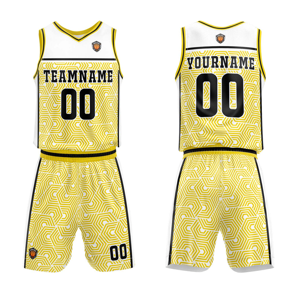 Custom White Yellow Basketball Jersey Uniform Suit Printed Your Logo Name Number enthsush