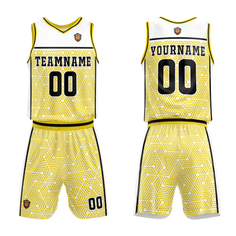 Custom White Yellow Basketball Jersey Uniform Suit Printed Your Logo Name Number