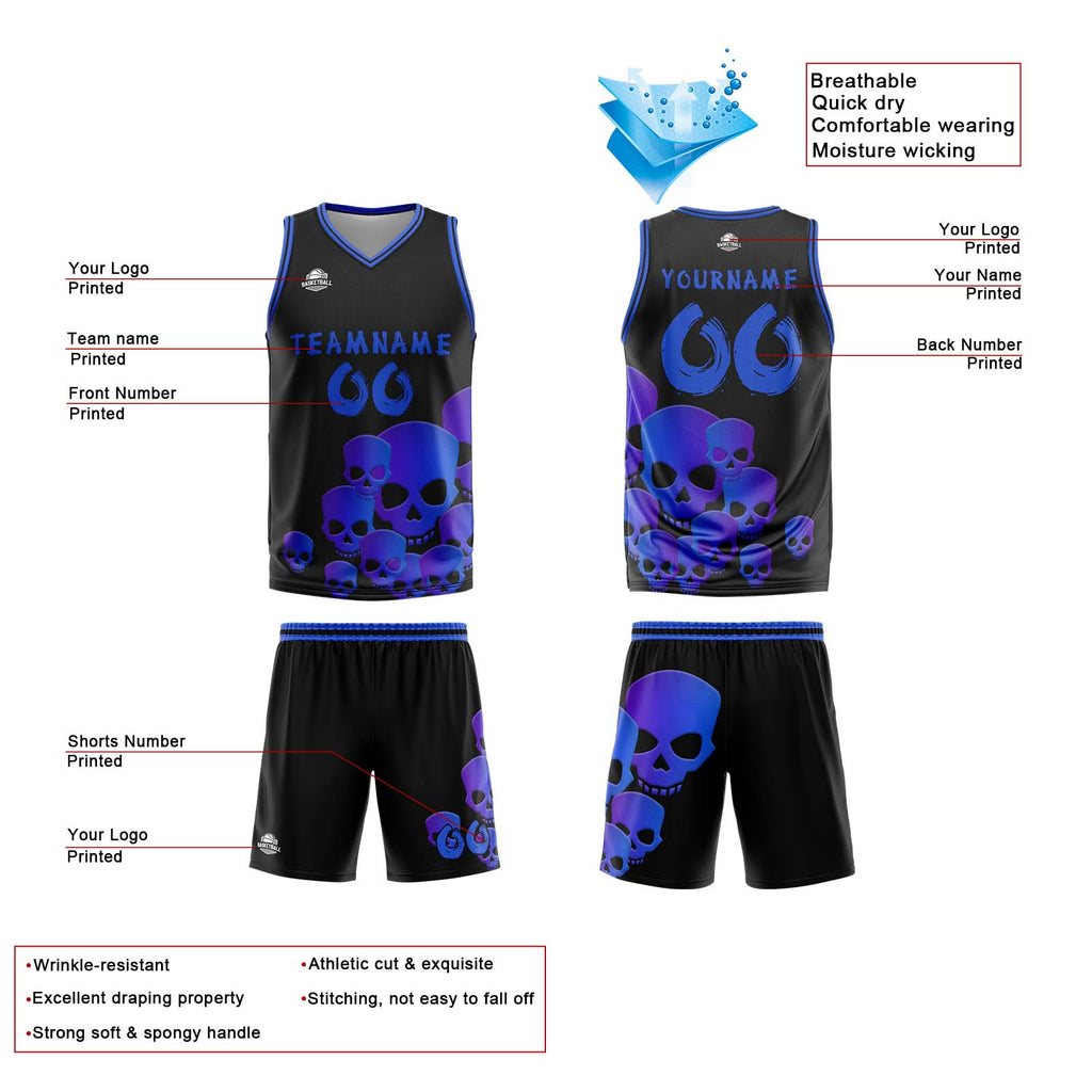 Custom Fluid Blue Basketball Jersey Uniform Suit Printed Your Logo Name Number enthsush