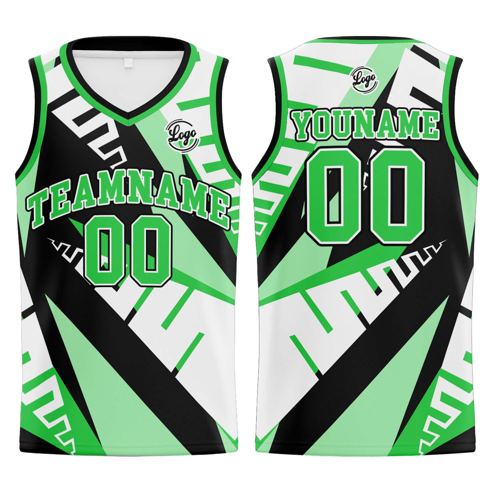 Custom White Black Green Basketball Jersey Uniform Suit Printed Your Logo Name Number enthsush