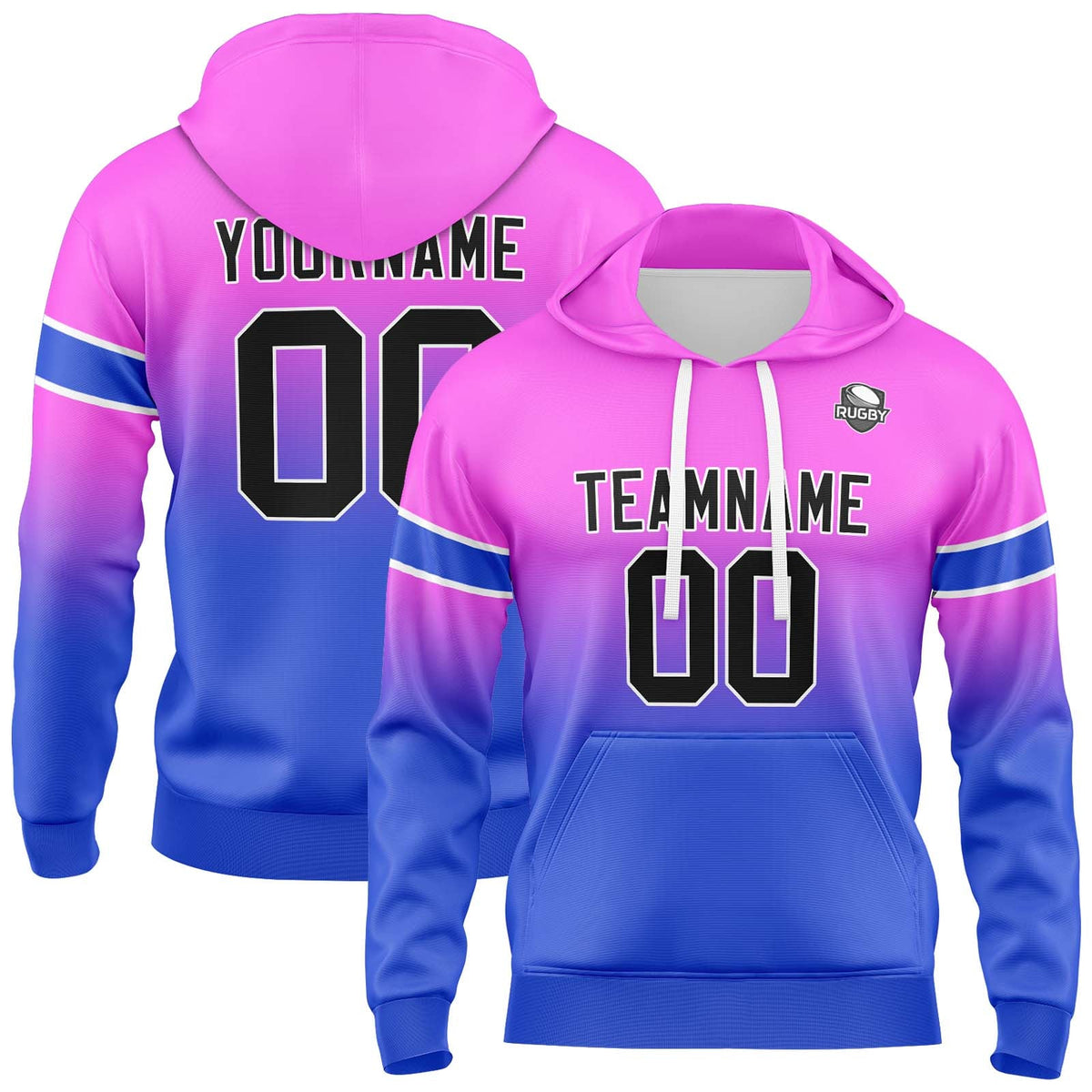 Custom Gradient Hoodie For Man Woman Girl Boy Print Your Logo Name Number Pink&Blue enthsush