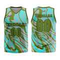 Custom Fluid Green Grey Basketball Jersey Uniform Suit Printed Your Logo Name Number enthsush