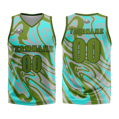 Custom Fluid Green Grey Basketball Jersey Uniform Suit Printed Your Logo Name Number enthsush