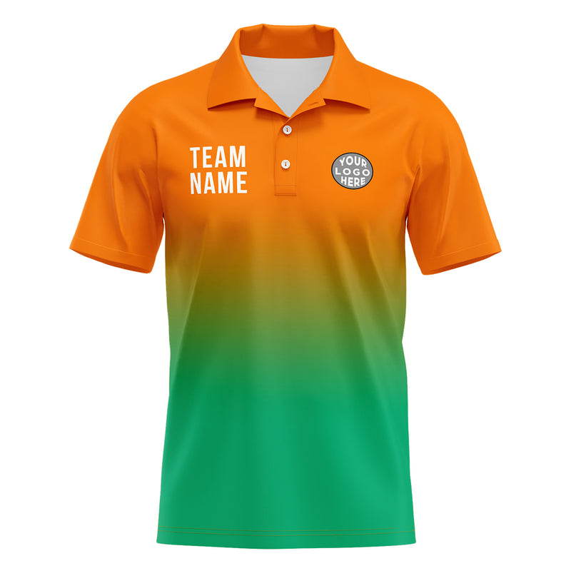 Custom Orange Green Football Polo Shirts Add Your Unique Logo/Name/Number