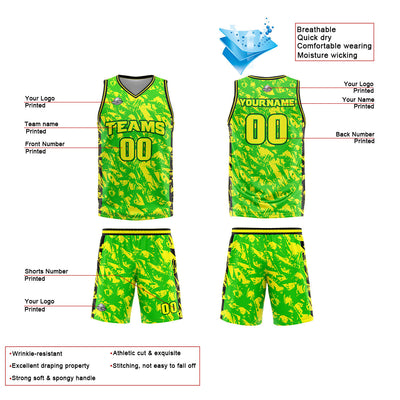 Custom Green Yellow Basketball Jersey Uniform Suit Printed Your Logo Name Number enthsush