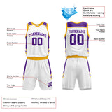 Custom Basketball Jersey Uniform Suit Printed Your Logo Name Number White-Purple-Yellow