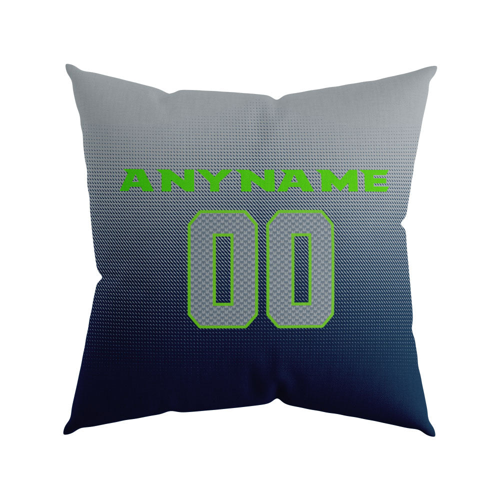 Custom Football Throw Pillow for Men Women Boy Gift Printed Your Personalized Name Number Navy&Neon Green&Gray enthsush