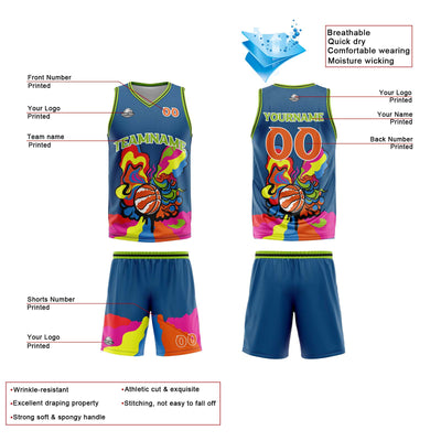 Custom Blue Basketball Jersey Uniform Suit Printed Your Logo Name Number enthsush