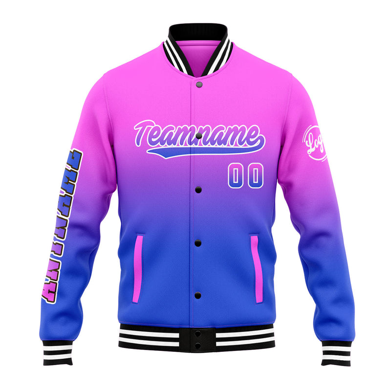 Custom Gradient Varsity Jacket Letterman jacket for Men, Women and Youth Pink&Blue