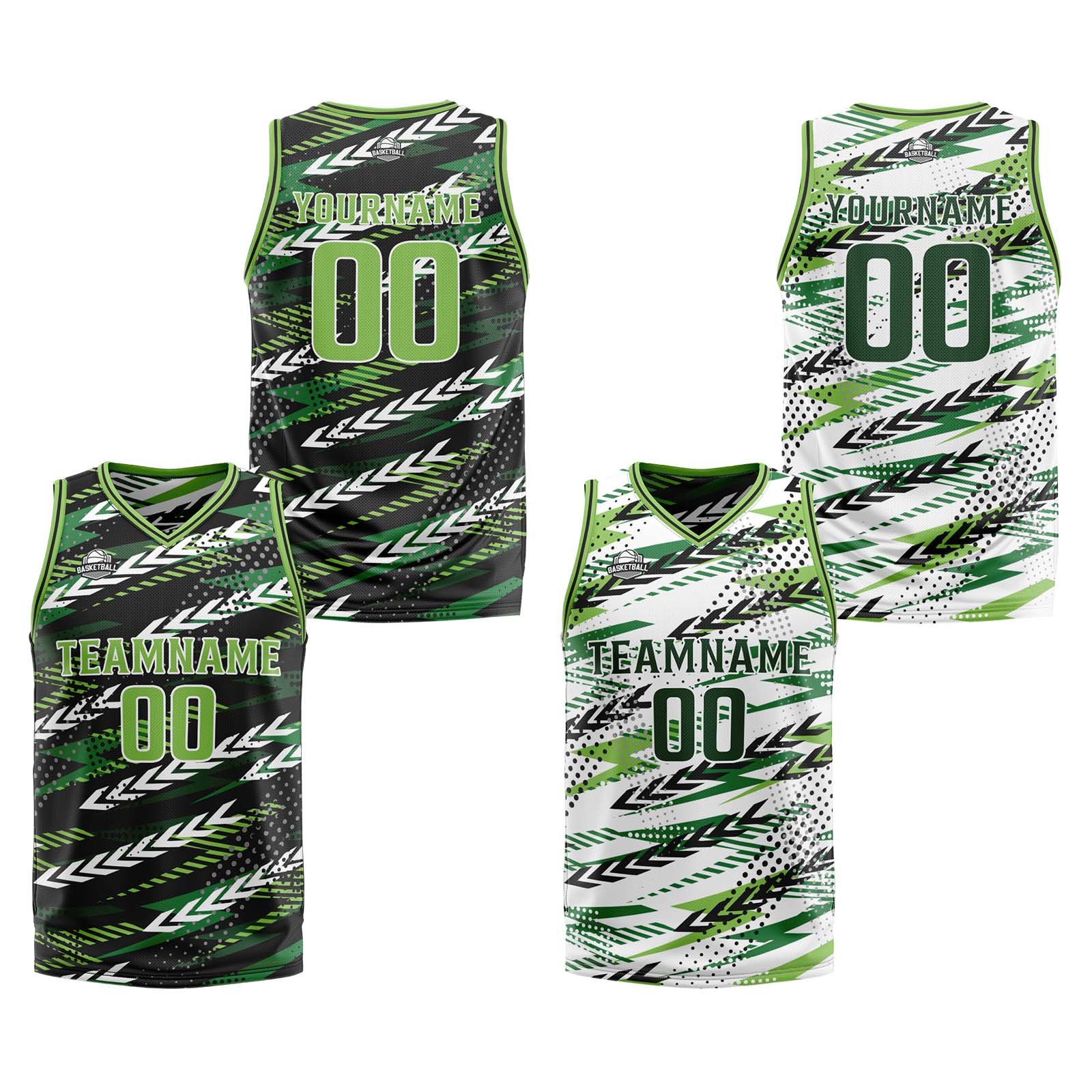 Custom Black Dark Green Reversible Basketball Suit for Adults and Kids Personalized Jersey enthsush