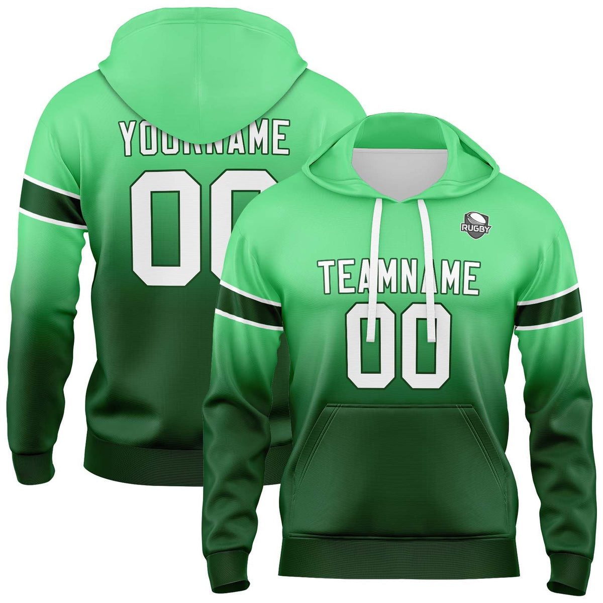 Custom Gradient Hoodie For Man Woman Girl Boy Print Your Logo Name Number Green enthsush