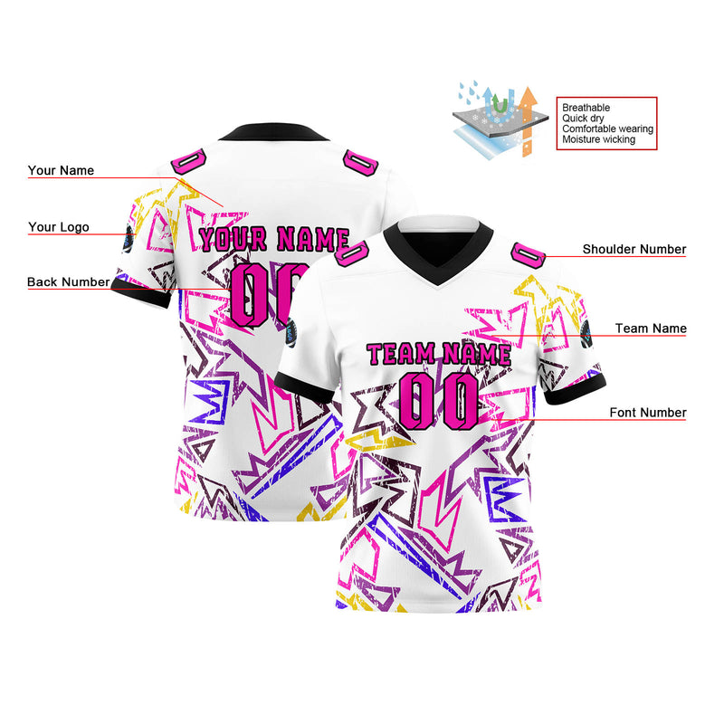 Custom White Pink Reversible Football Jersey Personalized Gradient Football Shirts for Men Printed Team Name Number Logo