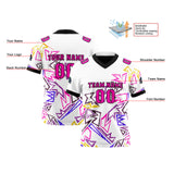 Custom White Pink Reversible Football Jersey Personalized Gradient Football Shirts for Men Printed Team Name Number Logo