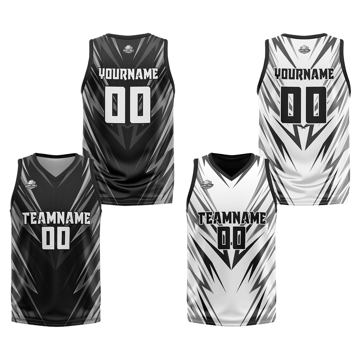Custom Black Reversible Basketball Suit for Adults and Kids Personalized Jersey enthsush