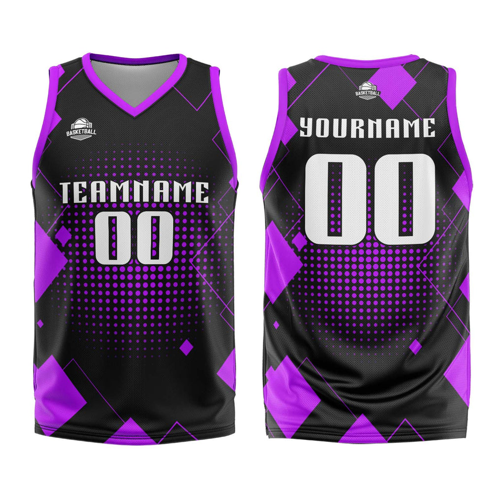 Custom Geometry Purple Basketball Jersey Uniform Suit Printed Your Logo Name Number enthsush