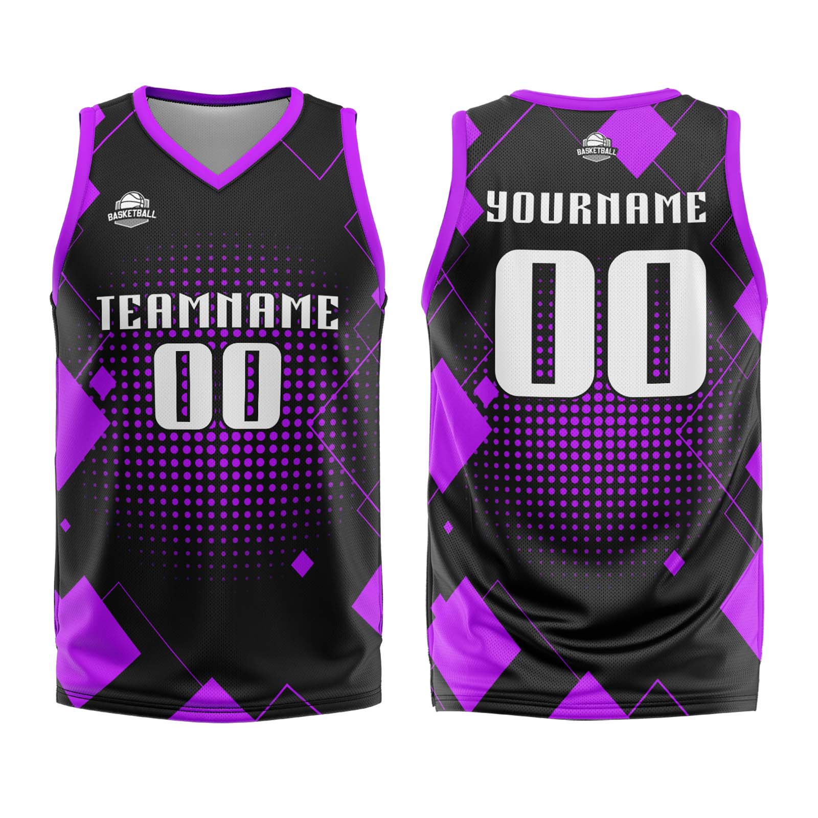 Custom Geometry Purple Basketball Jersey Uniform Suit Printed Your Logo Name Number enthsush