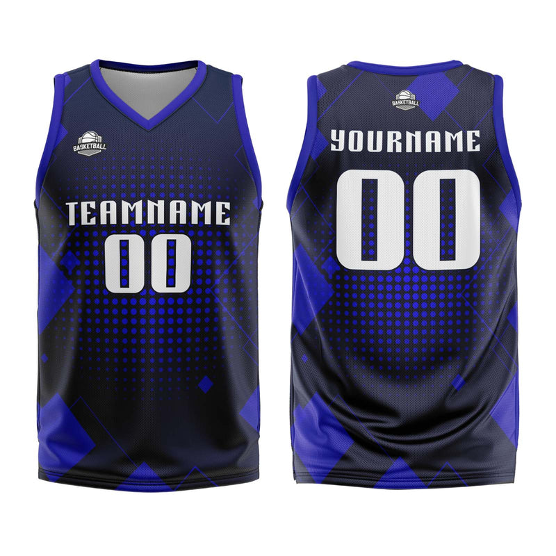 Custom Geometry Royal Basketball Jersey Uniform Suit Printed Your Logo Name Number