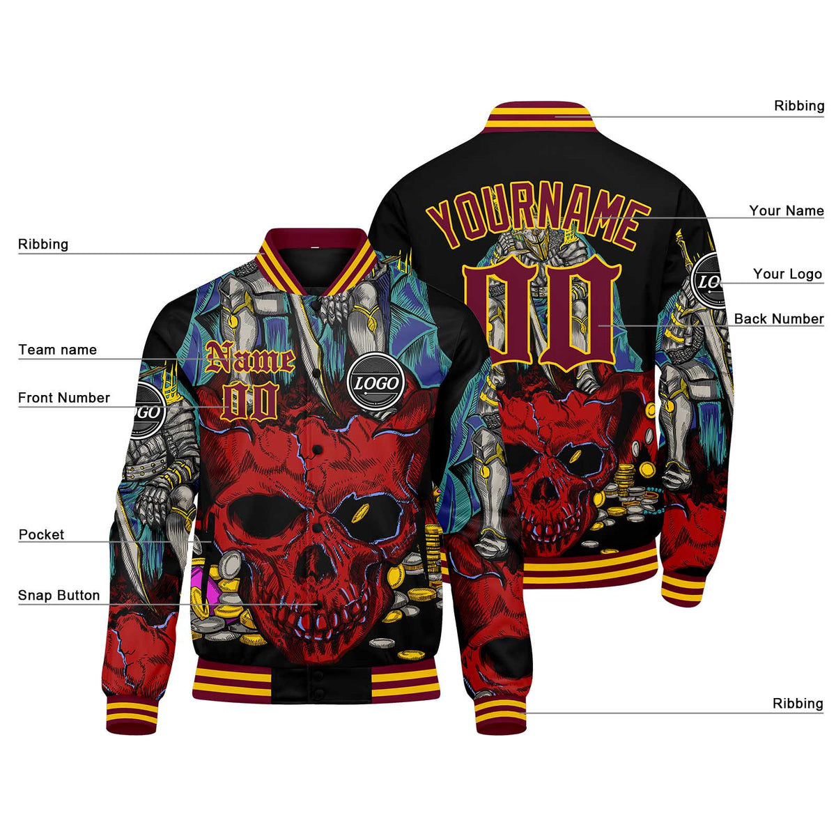 Custom Varsity Jacket Letterman jacket for Men, Women and Youth Red enthsush